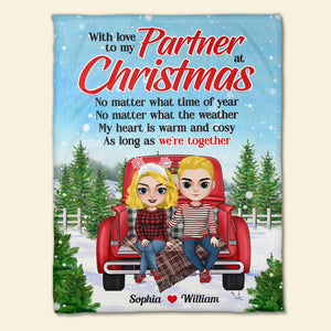 With Love To My Partner At Christmas, Couple Gift, Personalized Blanket, Christmas Gift - 05hudt171123hh - Blanket - GoDuckee