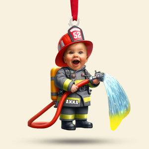 Custom Photo Gifts For Kids Firefighter Ornament 03ohti211124 - Ornament - GoDuckee