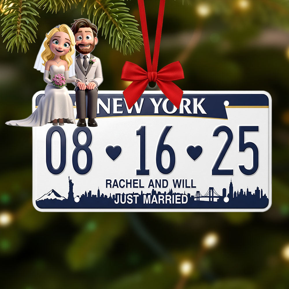 Married Couple License Plate Ornament - Personalized Gifts For Couple 03nati030925 - Ornament - GoDuckee