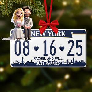 Married Couple License Plate Ornament - Personalized Gifts For Couple 03nati030925 - Ornament - GoDuckee