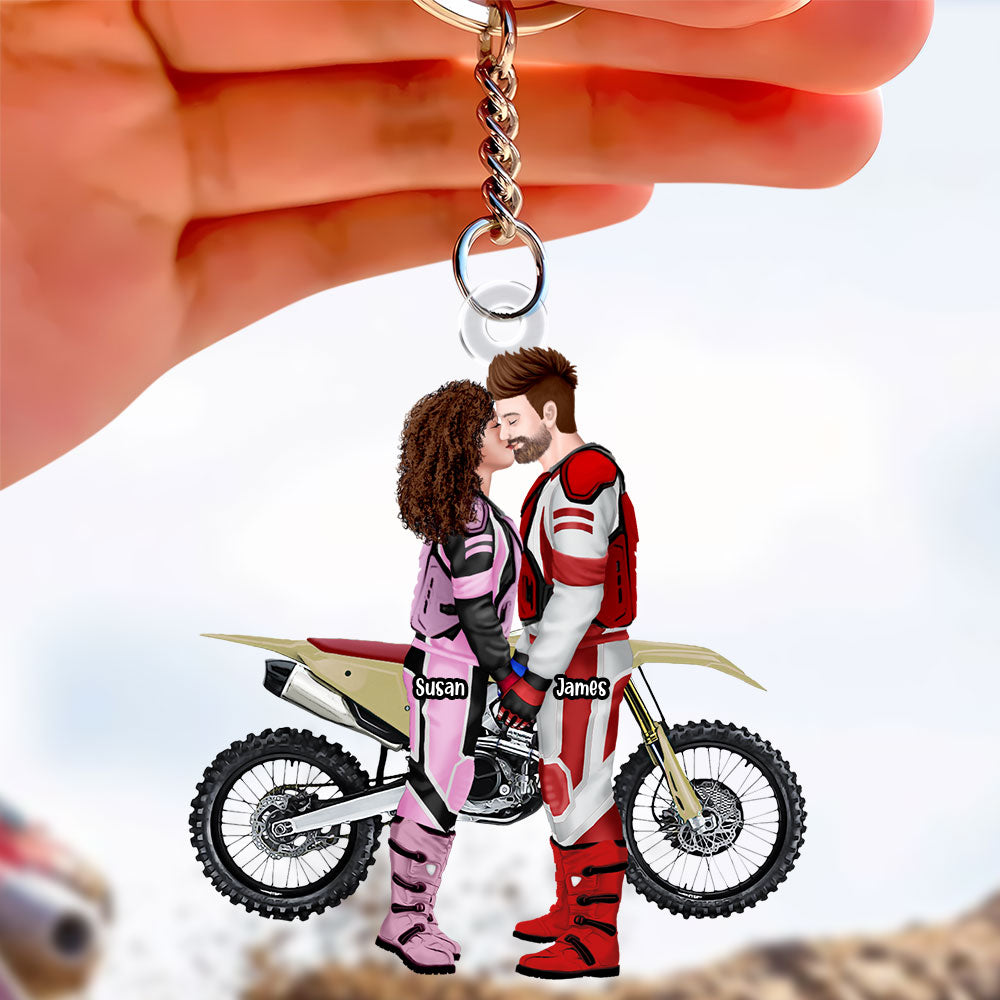 Personalized Gifts For Motocross Couple Keychain 05acti111224pa - Keychains - GoDuckee