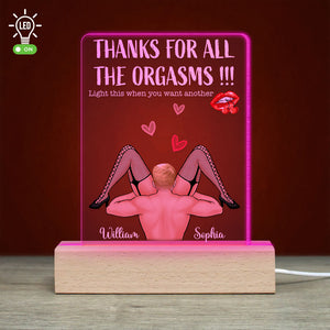 Thanks For All The Orgasms, Personalized Led Light, Funny Couple, Gifts For Couple - Led Night Light - GoDuckee