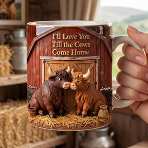 Highland Cow Couple Coffee Mug - Personalized Gifts For Couple Coffee Mug 04NATI150125 - Coffee Mug - GoDuckee