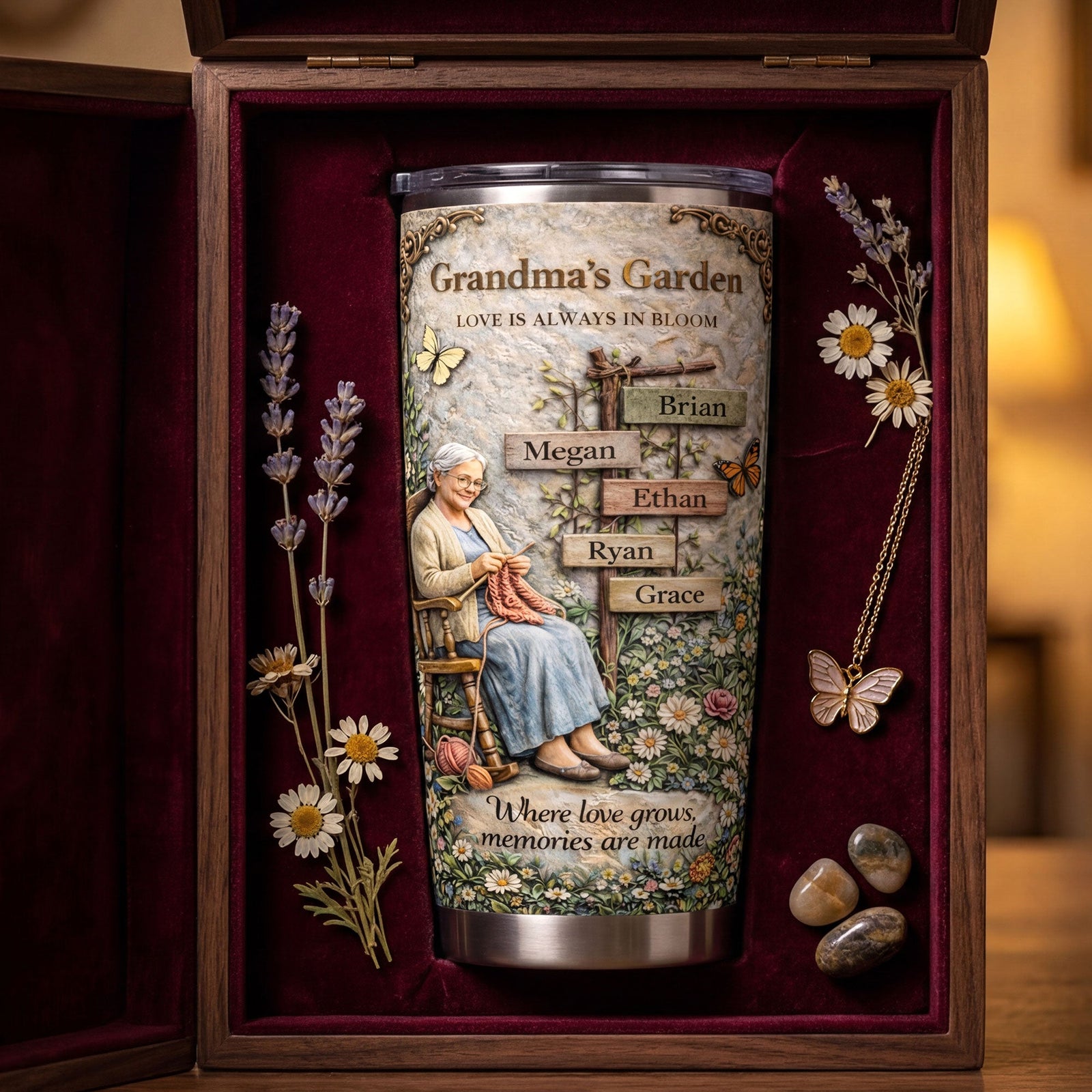 Vintage Grandma's Garden 20oz Tumbler - Personalized Gifts For Grandma Tumbler 04TYTI020326 - Tumbler Cup - GoDuckee