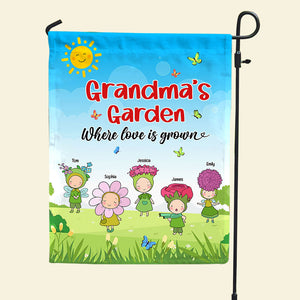 Grandma's Garden, Gift For Grandma, Personalized Garden Flag, Flower Grandkids Flag - Flag - GoDuckee