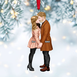 Personalized Gift For Couple Christmas Ornament Couple Kissing 013ACTI111124PA - Ornament - GoDuckee