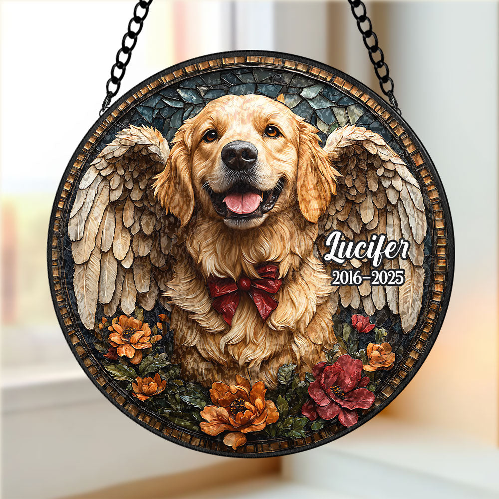 Custom Photo Gifts For Memorial Dog Stained Glass 03huti060325 - Ornament - GoDuckee