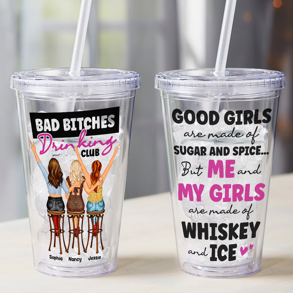 Bad Bitches Drinking Club, Personalized Acrylic Tumbler, Gifts For Bestie - Tumbler Cup - GoDuckee