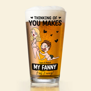 Personalized Gifts For Couple Beer Glass 05HUTI080824HH Couple Acting Naughty - Beer Glasses - GoDuckee