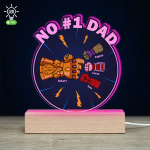 No #1 Dad, Gift For Dad, Personalized Led Light, Super Dad And Kid Fist Bump Led Light 03OHTI251223HA - Led Night Light - GoDuckee
