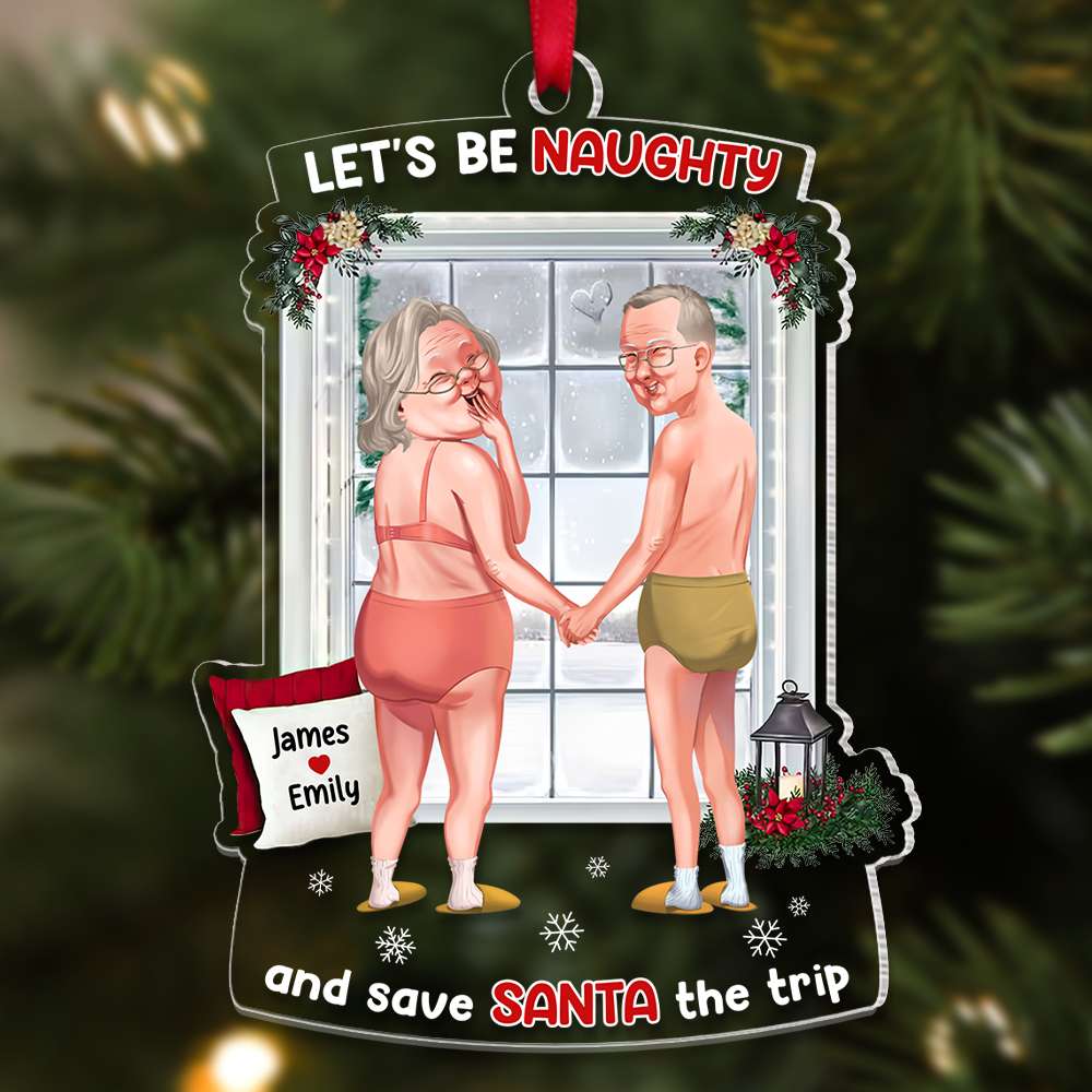 Let's Be Naughty, Couple Gift, Personalized Acrylic Ornament