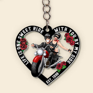 Life Is One Sweet Ride With You - Personalized Biker Couple Keychain - Gift For Couple - Keychains - GoDuckee