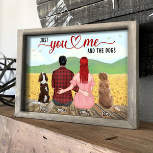 Just You And Me And The Dogs - Personalized Canvas Print - Couple And Dogs Canvas Print - Gift For Dog Lovers - Poster & Canvas - GoDuckee