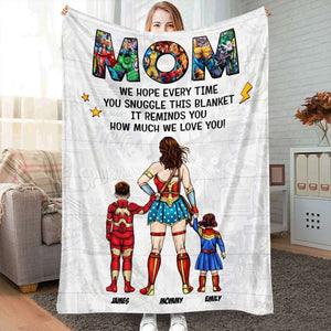 Personalized Gifts For Mom Blanket Super Mom And Kids 01NATI200325PA - Blanket - GoDuckee