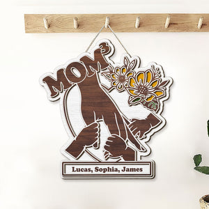 Personalized Gifts For Mother Wood Sign Mom Holding Children's Hands - Wood Signs - GoDuckee