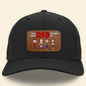 Personalized Gifts For Dad Leather Patch Hat 07nati170524pa This Super Dad Belongs To - Caps - GoDuckee