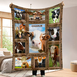 Highland Cow - Personalized Photos Collage Blanket 051qhti311224 - Blanket - GoDuckee