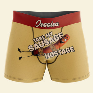 Take My Sausage Hostage, Custom Men Boxer Briefs, Valentine Gift, Gift For Him, 04NATI050124 - Boxer Briefs - GoDuckee