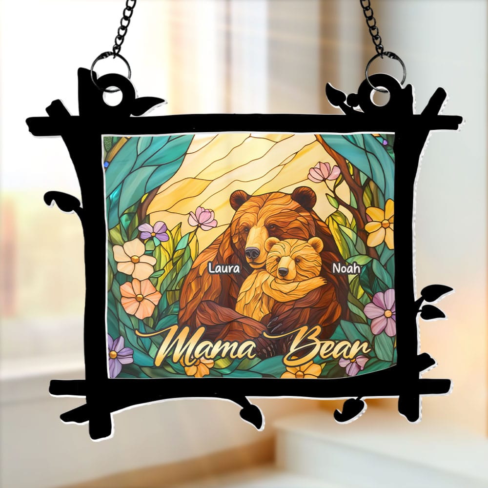 Personalized Gifts For Mom Suncatcher Ornament, Mama Bear Hug 04qhti060325 - Ornament - GoDuckee