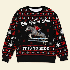 Custom Photo Gifts For Horse Riding Lovers Ugly Sweater 03pgti091024 - Ugly Christmas Sweater - GoDuckee