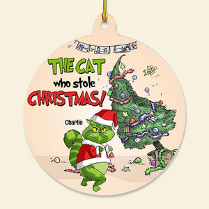 The Cat Who Stole Christmas, Personalized Naughty Cat Ornament, Gift For Christmas - Ornament - GoDuckee