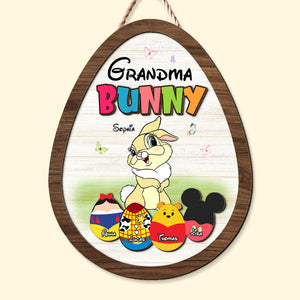 Personalized Gifts For Grandma Wood Sign Grandma Bunny and Easter Eggs 05HTTI060224 - Wood Signs - GoDuckee