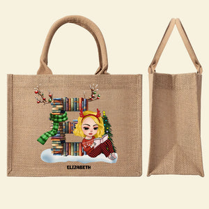 Personalized Gifts For Book Lover Alphabet Christmas Jute Tote Bag 04OHTI151124HH - Jute Tote Bag - GoDuckee