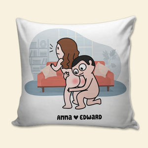 I Love Your Butt Let Me Touch It Forever - Personalized Couple Square Pillow - Gift For Couple - Pillow - GoDuckee