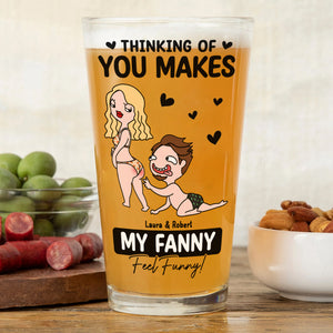 Personalized Gifts For Couple Beer Glass 05HUTI080824HH Couple Acting Naughty - Beer Glasses - GoDuckee