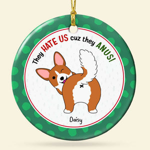Merry Kissmyass, Gift For Dog Lover, Personalized Ceramic Ornament, Funny Dog Butt Ornament, Christmas Gift - Ornament - GoDuckee