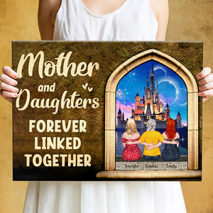 Mother And Daughters Forever Linked Together, Personalized Canvas, Gift For Mom 03ACDT280323TM - Poster & Canvas - GoDuckee