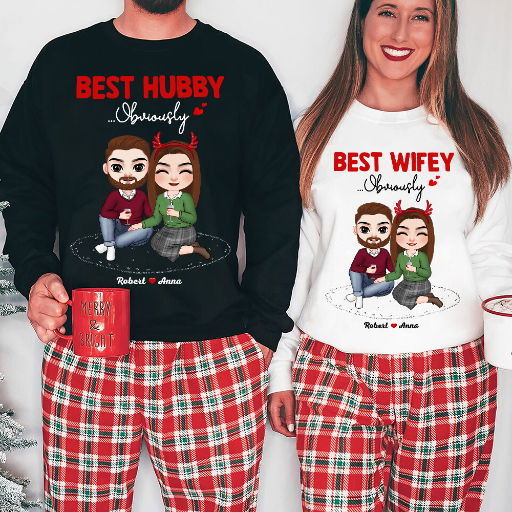 Best Hubby, Best Wifey Obviously, Personalized Couple Matching Shirt, Couple Christmas Gift, Anniversary Gift Idea - Shirts - GoDuckee