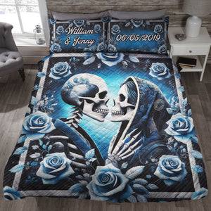 Personalized Gifts For Skull Couple Quilt Bed Set 03qhti251224 - Blanket - GoDuckee