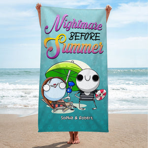 Gift For Couple, Personalized Beach Towel, Spooky Couple Beach Towel, Summer Gift 01QHTI070723 - Beach Towel - GoDuckee
