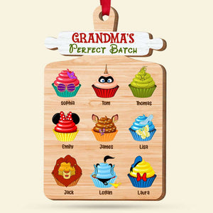 Grandma's Perfect Batch, Gift For Family, Personalized Wood Ornament, Cupcake Kids Ornament, Christmas Gift For Family 04HUTI211023QN - Ornament - GoDuckee