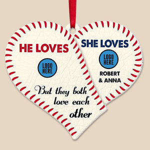 But They Both Love Each Other, Couple Gift, Personalized Acrylic Ornament, Baseball Lover Couple Ornament, Christmas Gift 04HUTI260923 - Ornament - GoDuckee