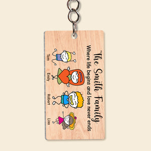 Where Life Begins, Gift For Family, Personalized Keychain, Stick Family Keychain - Keychains - GoDuckee