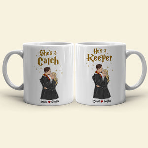 She's A Catch, He's A Keeper, Gift For Couple. Personalized Mug, Wizard Couple Mug, Couple Gift 06HTTI180723TM - Coffee Mug - GoDuckee