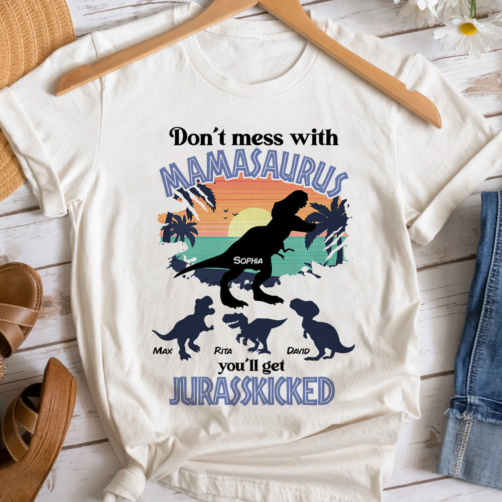 Don't Mess With Mamasaurus 04QHDT170423 Personalized Shirt, Gifts For Mom - Shirts - GoDuckee