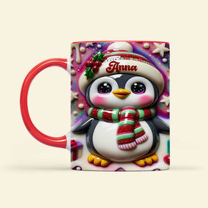 Personalized Gifts For Penguin Lovers, Red Accent Mug 3D Xmas Penguins 04HUTI200824 - Coffee Mug - GoDuckee