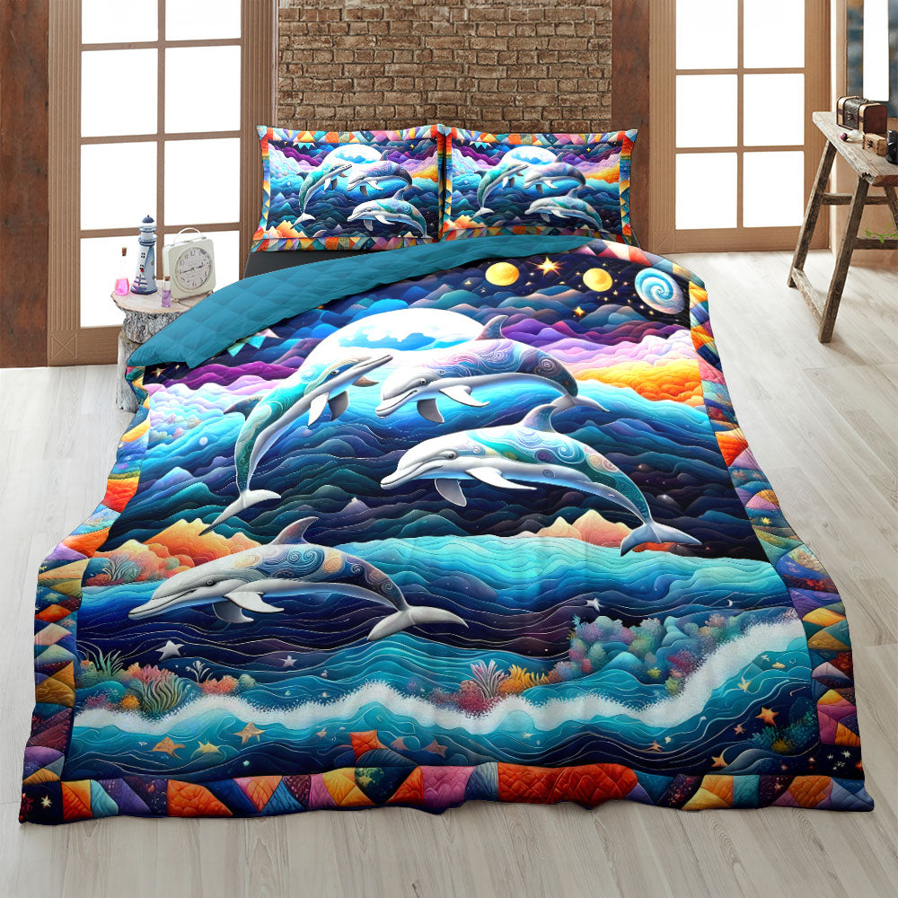 Gifts For Dolphin Lover Quilt Bed Set 045huti220125 - Blanket - GoDuckee