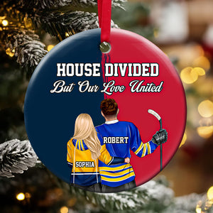 Personalized Gifts For Couple Christmas Ceramic Ornament Hockey Couple 04HUTI141024TM - Ornament - GoDuckee