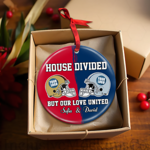 Personalized Gifts For American Football Lovers Couple Christmas Ornament 03huti111023 - Ornament - GoDuckee