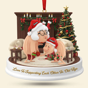 Funny Old Couple Ornament - Personalized Gifts For Couple Christmas Ornament 06NATI231025 - Ornament - GoDuckee