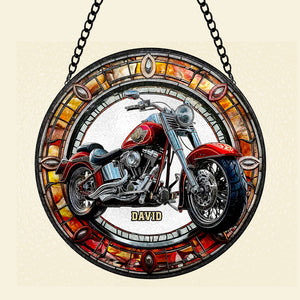 Personalized Gifts For Biker Motorcycle Stained Glass Ornament 01NATI310824 - Ornament - GoDuckee