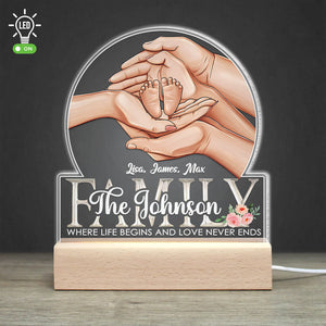 Family Where Life Begins And Love Never Ends Personalized 3D Led Light - Led Night Light - GoDuckee