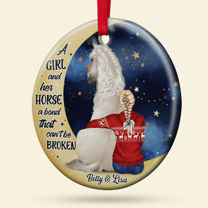 A Girl And Her Horse A Bond That Can't Be Broken-Personalized Ornament - Ceramic Circle Ornament-Gift For Horse Lover- Christmas Gift - Ornament - GoDuckee