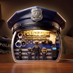 Police Dad and Kids Acrylic Light Box - Personalized Gifts For Dad 05tyti050526 - Light Box - GoDuckee