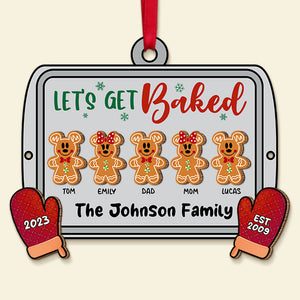 Let's Get Baked Personalized Gingerbread Family Wood Ornament, Gift For Christmas - Ornament - GoDuckee