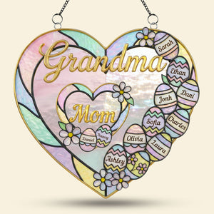 Mom & Grandma Heart Suncatcher Ornament - Personalized Easter Gifts 01HUTI120226 - Ornament - GoDuckee